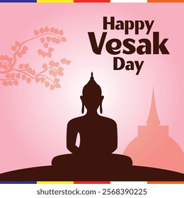 Happy Vesak Day. Vesak Poya. Vesak Vector Design.