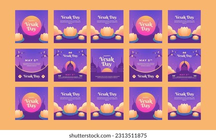 happy vesak day social media post vector flat design