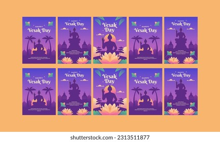 happy vesak day social media post vector flat design