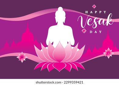 Happy Vesak Day vector illustration. Flat vesak background