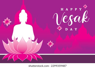 Happy Vesak Day vector illustration. Flat vesak background