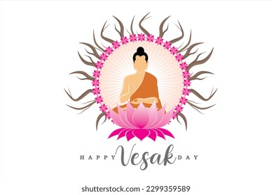 Happy Vesak Day vector illustration. Flat vesak background