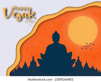 Happy Vesak Day Vector illustration for Buddha Day . Creative concept Vesak day for greeting card or banner 