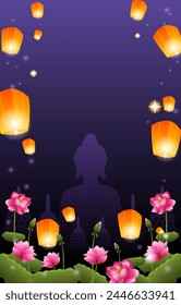 happy vesak day vertical background. vector illustration