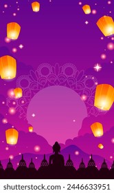 happy vesak day vertical background. vector illustration