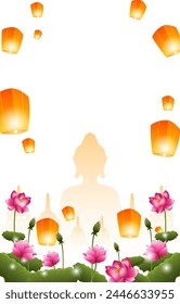 happy vesak day vertical background. vector illustration