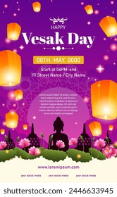 happy vesak day vertical poster banner. vector illustration