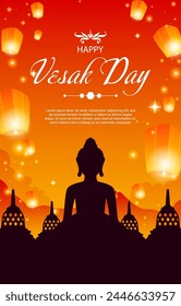 happy vesak day vertical poster banner. vector illustration