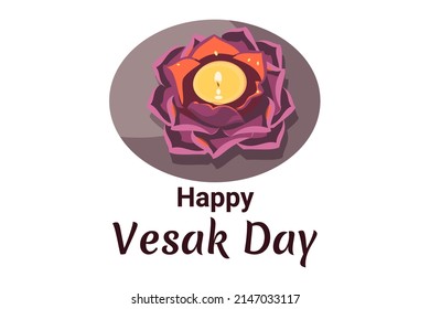 Happy Vesak day. Vesak or Waisak day vector illustration. Suitable for greeting card, poster and banner 
