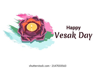Happy Vesak day. Vesak or Waisak day vector illustration. Suitable for greeting card, poster and banner 