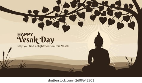 Happy Vesak Day-Vesak poya day wish greeting |Serene Vesak Art of Lord Buddha Meditating Under the Bodhi Tree ,Buddha Purnima
