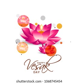 Happy Vesak Typography Greeting Card Background Design.