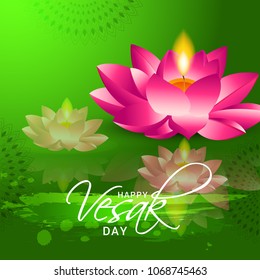 Happy Vesak Typography Greeting Card Background Design.