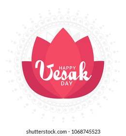 Happy Vesak Typography Greeting Card Background Design.