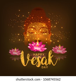 Happy Vesak Typography Greeting Card Background Design.