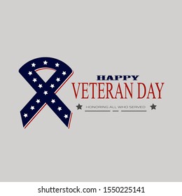 Happy Veterans Day .11 November. Vintage Background For Veterans Day With Ribbon American Flag Concept.good For T-shirt Screen Printing,web,banner,greeting Card,etc