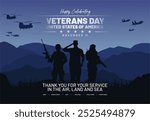 Happy veterans day 11th November 2024 banner. Veteran