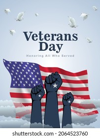 happy Veterans day America greetings. vector illustration design