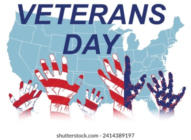 Happy Veterans Day. American flag. November 11 Poster, Banner, Greeting Card, Flyer Template