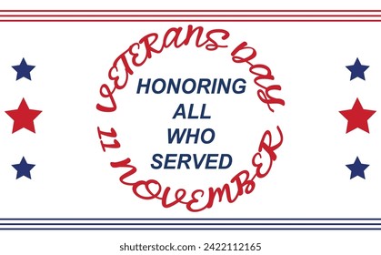 Happy Veterans Day. American flag. November 11 Poster, Banner, Greeting Card, Flyer Template