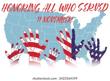 Happy Veterans Day. American flag. November 11 Poster, Banner, Greeting Card, Flyer Template