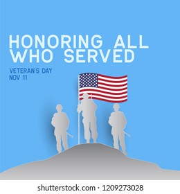 happy veteran's day for american veteran poster. vector illustration