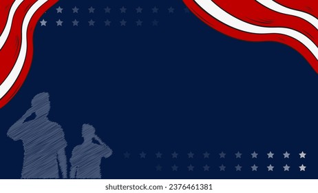 Happy Veterans Day Background with copy space area. Greeting card with United States flag and soldiers