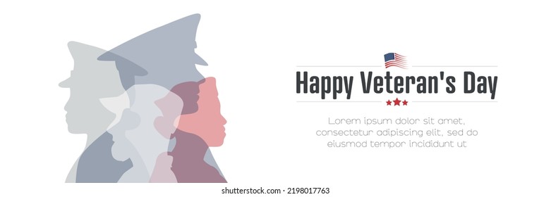 Happy Veteran's Day banner. Card with place for text.