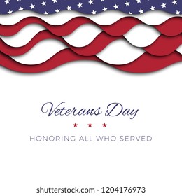 happy veterans day banner design template with paper cut layers. vector illustration for greeting cards, posters, invitations, brochures