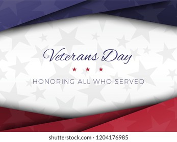 happy veterans day banner design template with paper cut layers. vector illustration for greeting cards, posters, invitations, brochures