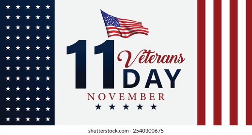 Happy Veterans Day banner. Honoring all who served. Vector illustration