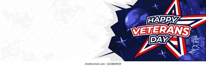 Happy Veterans Day Banner with Text Space