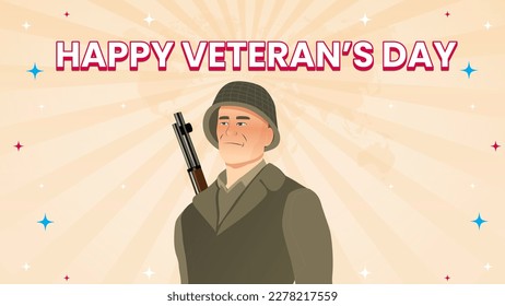 Happy Veteran's Day. Banner Veteran Day. Soldier. 11 November