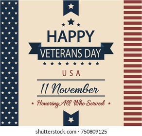 Happy Veterans day card or background. vector illustration.