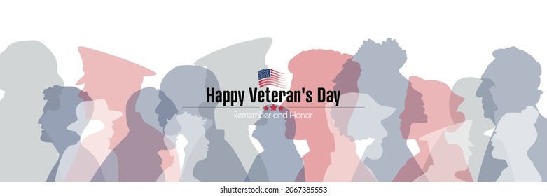 Happy Veteran's Day card. Flat vector illustration.