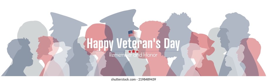 Happy Veteran's Day card. Flat vector illustration.