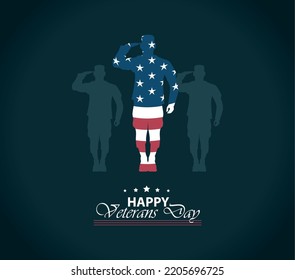 happy veterans day card with soldiers