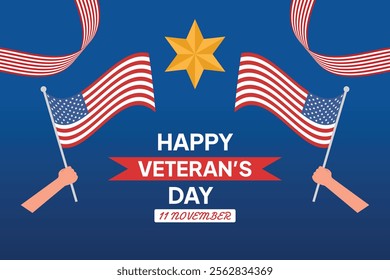 Happy Veterans Day concept. Colored flat vector illustration isolated.