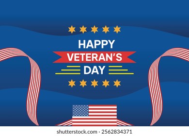 Happy Veterans Day concept. Colored flat vector illustration isolated.