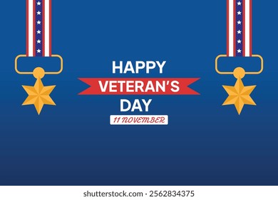 Happy Veterans Day concept. Colored flat vector illustration isolated.