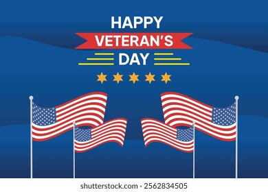 Happy Veterans Day concept. Colored flat vector illustration isolated.