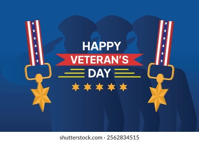 Happy Veterans Day concept. Colored flat vector illustration isolated.