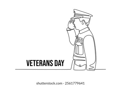 Happy Veterans Day concept. Single line draw design vector graphic illustration.