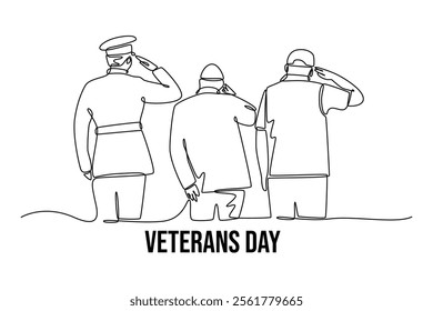 Happy Veterans Day concept. Single line draw design vector graphic illustration.