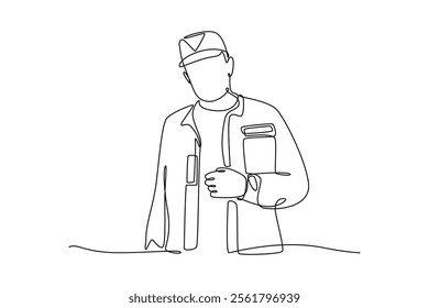 Happy Veterans Day concept. Single line draw design vector graphic illustration.