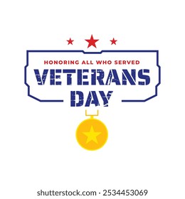 Feliz Dia dos Veteranos de Guerra Design em homenagem a todos que serviram