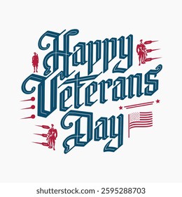 Happy Veterans Day editable greeting card, poster, banner, template.