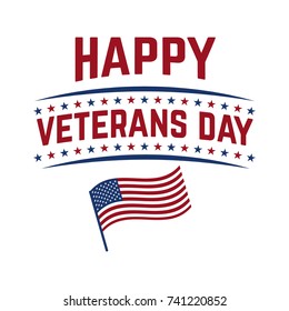 Happy Veterans Day Emblem Template Isolated Stock Vector (Royalty Free ...