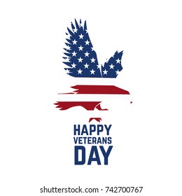 Happy veterans day emblem template isolated on white background. Design element for label, emblem, sign, poster. Vector illustration