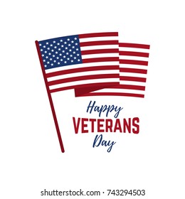 Happy veterans day emblem template isolated on white background. Design element for label, emblem, sign, poster. Vector illustration